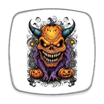 Halloween Demon with Pumpkin Head - Square fridge magnet - white - Front