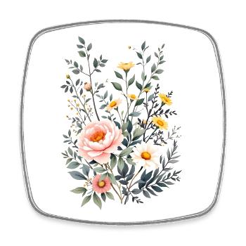 Boho Flowers – Blooming Harmony - Square fridge magnet - white - Front