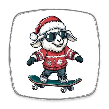 Mouton Noël Drôle - Magnet carré - blanc - Devant