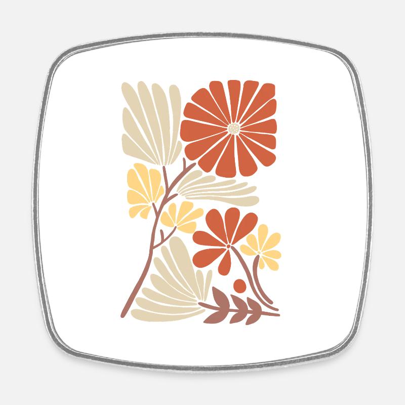 Motif floral boho - Magnet carré - blanc