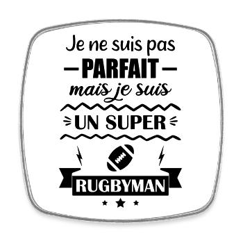 Super Rugbyman Sport Humour Rugby - Square fridge magnet - white - Front