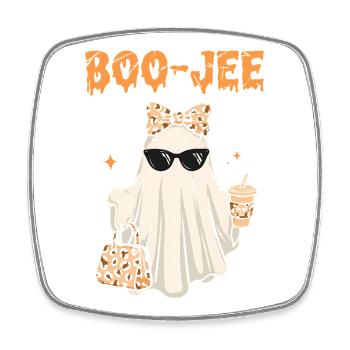 Pink Ghost Halloween Cute Kids Gift - Square fridge magnet - white - Front