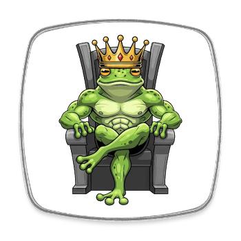 Cool Frog Fitness Bodybuilding Cartoon Training - Square fridge magnet - white - Front