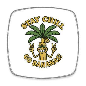Stay Chill Go Bananas "Musa" - High - Peace - Palm - Square fridge magnet - white - Front