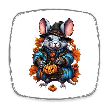 Witch Rat Autumn Outfit - Square fridge magnet - white - Front