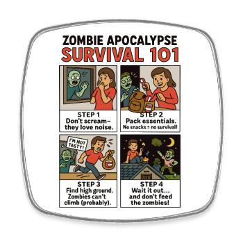 Zombie Survival Guide - Square fridge magnet - white - Front