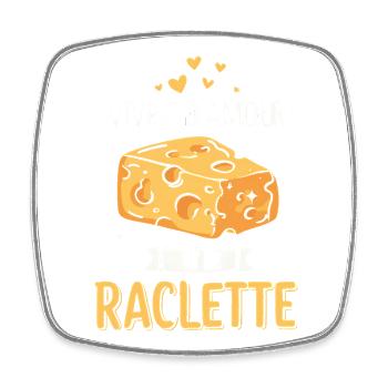 Live On Love And Raclette Lustiges Geschenk - Viereckiger Kühlschrankmagnet - Weiß - Vorne