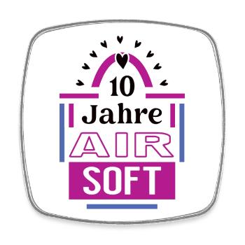 10 Years Airsoft Anniversary Airsoft Player - Square fridge magnet - white - Front