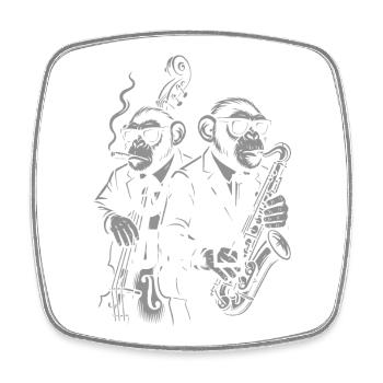 Graffiti Jazz Monkeys - Magnet carré - blanc - Devant