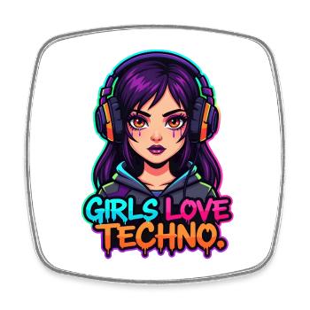 Techno Neon Girl - Square fridge magnet - white - Front