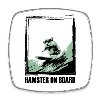 hamster auf surfboard - Viereckiger Kühlschrankmagnet - Weiß - Vorne