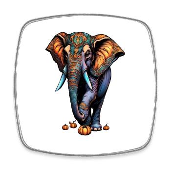 Ornament Elephant mit Herbstpumpkins - Viereckiger Kühlschrankmagnet - Weiß - Vorne