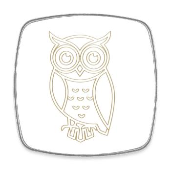 Hibou d’or - Magnet carré - blanc - Devant