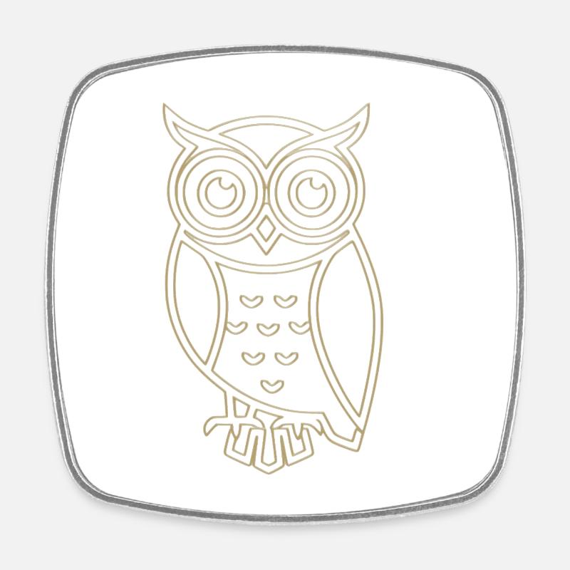 Hibou d’or - Magnet carré - blanc