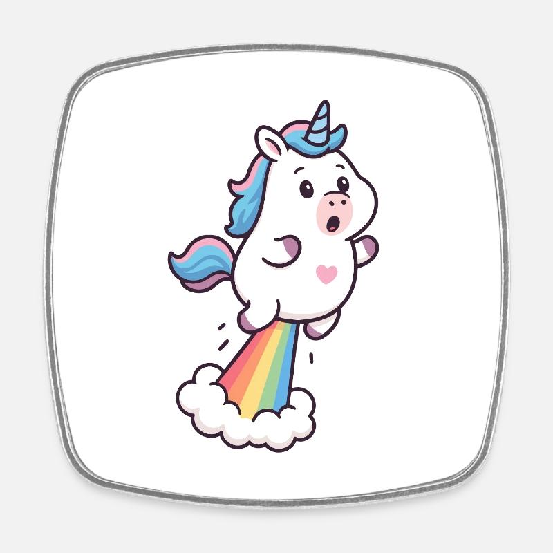 Magical Unicorn – Cute and Rainbow Humor - Square fridge magnet - white