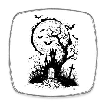 🦇 Das Spukhaus - Halloween - Viereckiger Kühlschrankmagnet - Weiß - Vorne