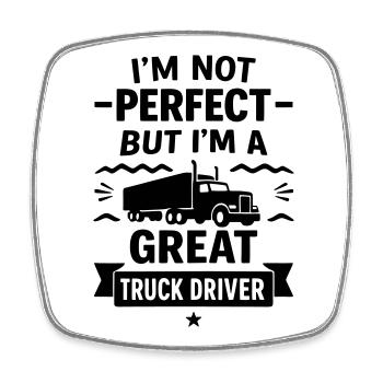 Super Truck Driver Road Life - Square fridge magnet - white - Front