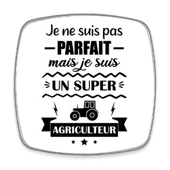 Super Agriculteur Ferme Champ Tracteur - Magnet carré - blanc - Devant