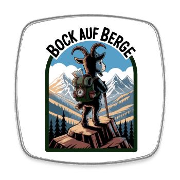 Bock sur les montagnes alpinisme avec chèvre drôle - Magnet carré - blanc - Devant