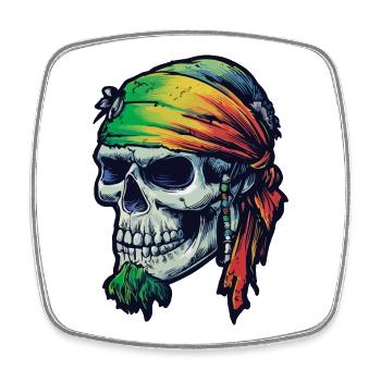 Vivid Rainbow Skull Bandana - Square fridge magnet - white - Front