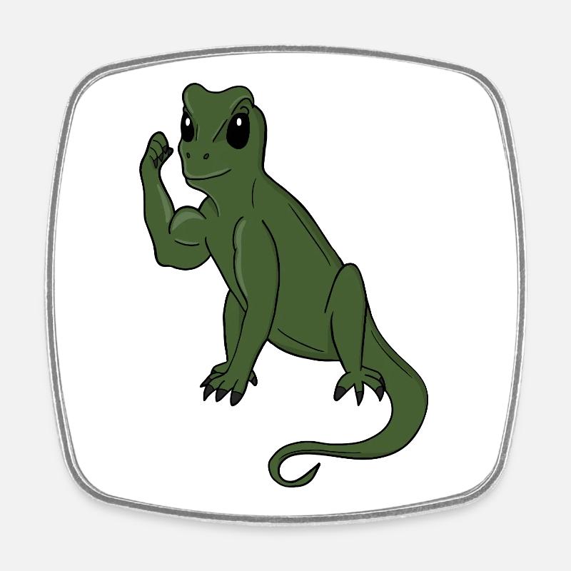 Green Lizard Flex - Square fridge magnet - white