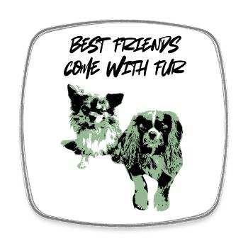 Mint Duo Pet Silhouette - Square fridge magnet - white - Front