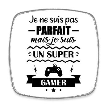 Super Gamer Gamer Videospiel Geek Gamer Gaming - Viereckiger Kühlschrankmagnet - Weiß - Vorne