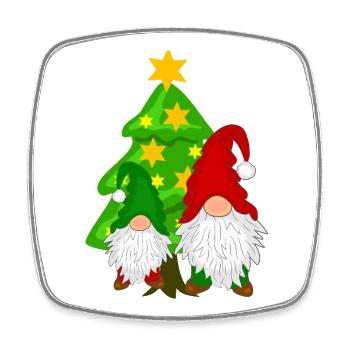 Wichtel vor dem Tannenbaum - Viereckiger Kühlschrankmagnet - Weiß - Vorne
