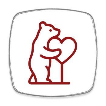 Bear hugging heart MAdrid - Square fridge magnet - white - Front