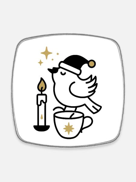 Golden Shooting Star Night - Square fridge magnet - white