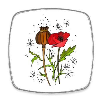 Blumen - Viereckiger Kühlschrankmagnet - Weiß - Vorne