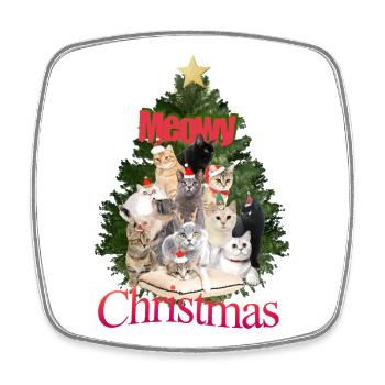 Miauige Weihnachtskatze Collage - Viereckiger Kühlschrankmagnet - Weiß - Vorne