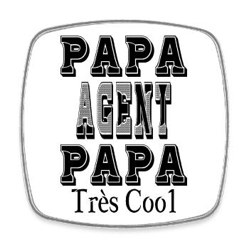 Papa Agent Papa sehr cool - Viereckiger Kühlschrankmagnet - Weiß - Vorne