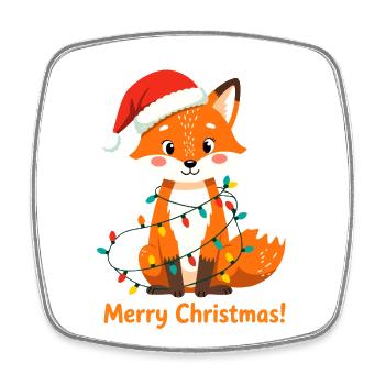 Fuchs Weihnachtsshirt Weihnachten Merry Christmas - Viereckiger Kühlschrankmagnet - Weiß - Vorne