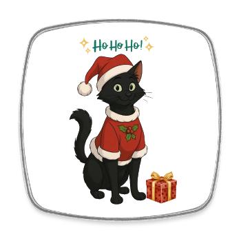 HoHoHo!! black cat - Square fridge magnet - white - Front