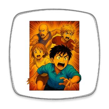 Racing Group Adventure Manga - Square fridge magnet - white - Front