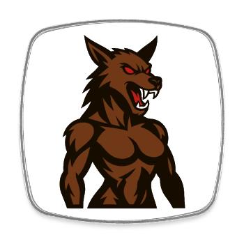 Angry Brown Wolf Mascot - Square fridge magnet - white - Front
