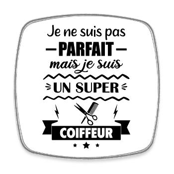 Pas parfait mais super coiffeur - Magnet carré - blanc - Devant