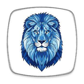 Blue Geometric Lion - Square fridge magnet - white - Front