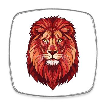 Geometric lion head in red tones - Square fridge magnet - white - Front
