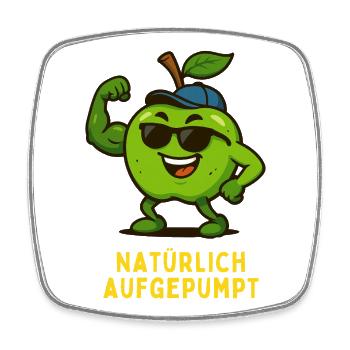 Natürlich Aufgepumpt - Apfel Karikatur  - Viereckiger Kühlschrankmagnet - Weiß - Vorne