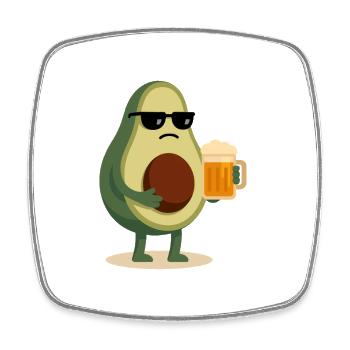 Avocado Bier – chilliger und schräger Humor - Viereckiger Kühlschrankmagnet - Weiß - Vorne