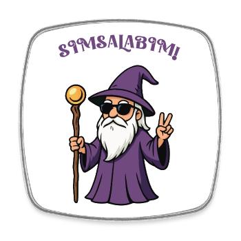Signe de paix du sorcier violet - Magnet carré - blanc - Devant