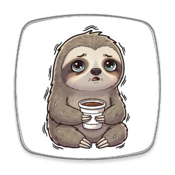 Cute Sloth Coffee Coffee Lover Morning Grouch - Square fridge magnet - white - Front