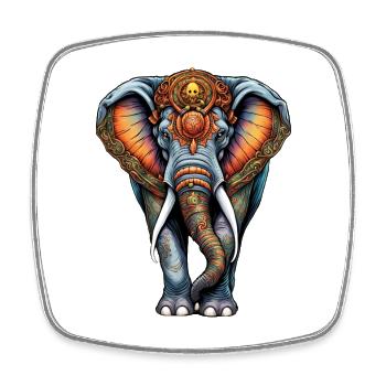 Ornament Elephant Motif - Square fridge magnet - white - Front