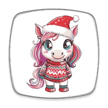 Unicorn Christmas - Square fridge magnet - white - Front