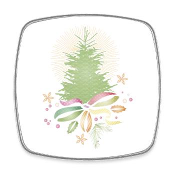 Delicate Christmas tree with colorful ribbon - Square fridge magnet - white - Front
