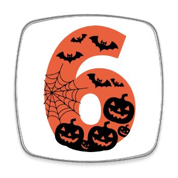 Gruseliges Halloween Nummer 6 mit Kürbissen und Fledermäusen - Viereckiger Kühlschrankmagnet - Weiß - Vorne