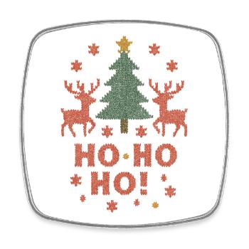 Christmas tree with reindeer HO HO HO - Square fridge magnet - white - Front