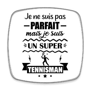 Pas parfait mais super tennisman Tennis - Magnet carré - blanc - Devant